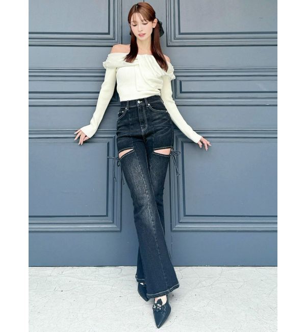 RESEXXY「フロントリボンリブニットトップス」|ニット・セーター|