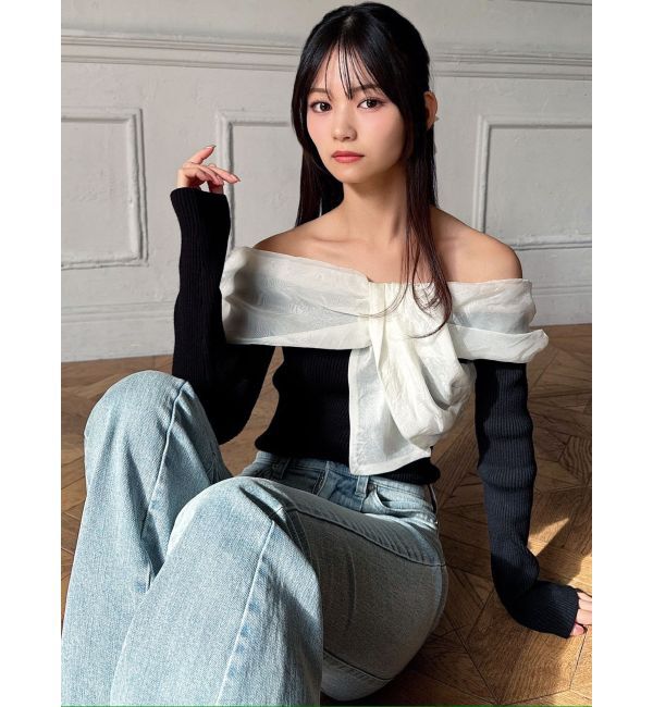 RESEXXY「フロントリボンリブニットトップス」|ニット・セーター|