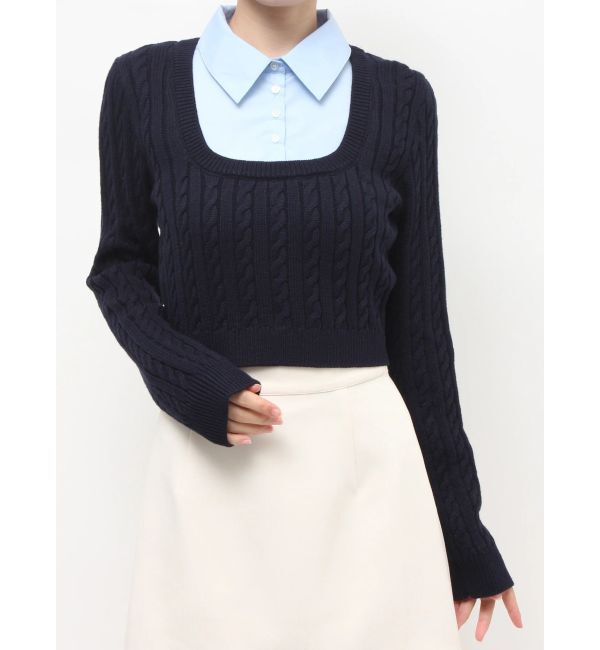 RESEXXY「シャツドッキングケーブルニットトップス」|ニット・セーター|