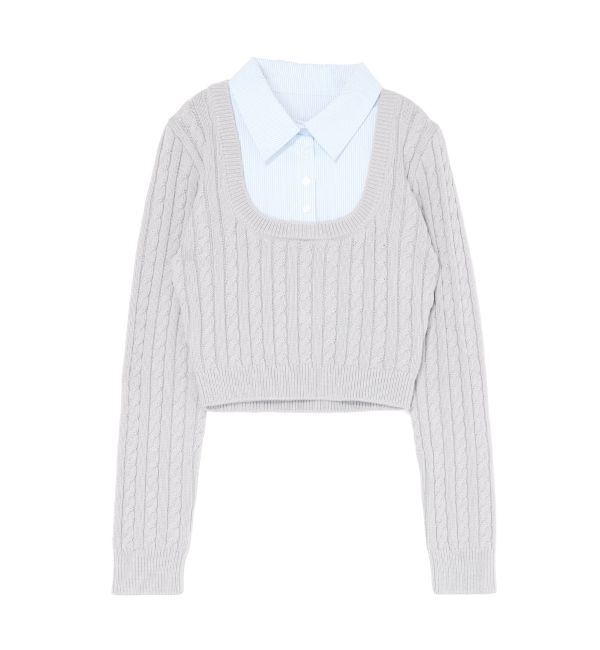 RESEXXY「シャツドッキングケーブルニットトップス」|ニット・セーター|