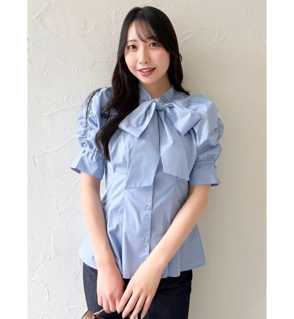 dazzlin「ペプラムタックボウタイブラウス」|シャツ・ブラウス|