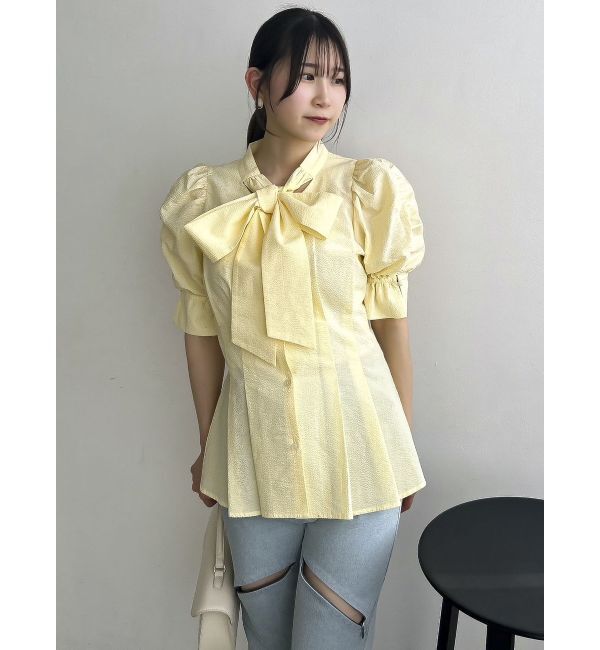 dazzlin「ペプラムタックボウタイブラウス」|シャツ・ブラウス|