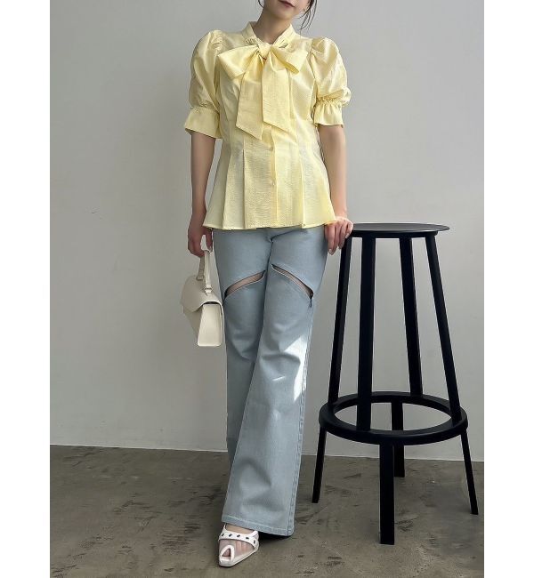 dazzlin「ペプラムタックボウタイブラウス」|シャツ・ブラウス|