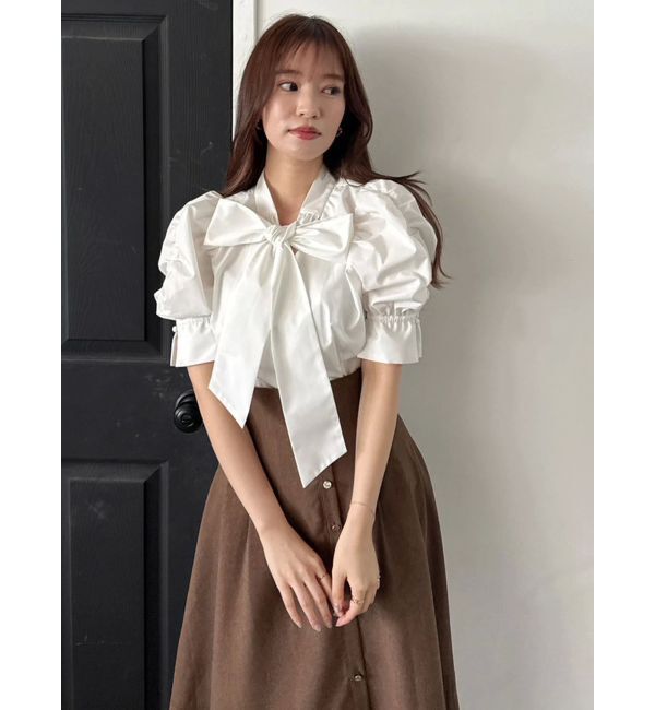 dazzlin「ペプラムタックボウタイブラウス」|シャツ・ブラウス|
