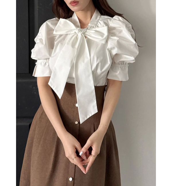 dazzlin「ペプラムタックボウタイブラウス」|シャツ・ブラウス|