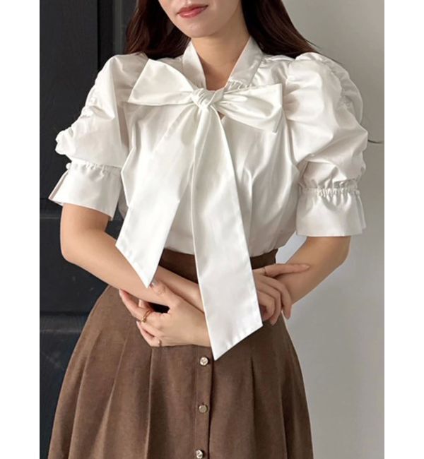 dazzlin「ペプラムタックボウタイブラウス」|シャツ・ブラウス|