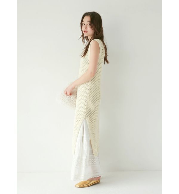 Ungrid「透かし編みニットワンピース」|ワンピース|