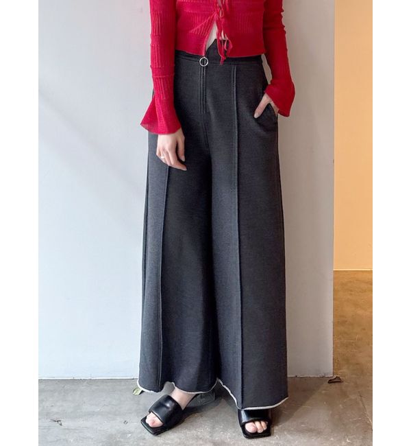 LAGUNAMOON「ZIPスウェットワイドフレアパンツ」|その他|チャコールグレー