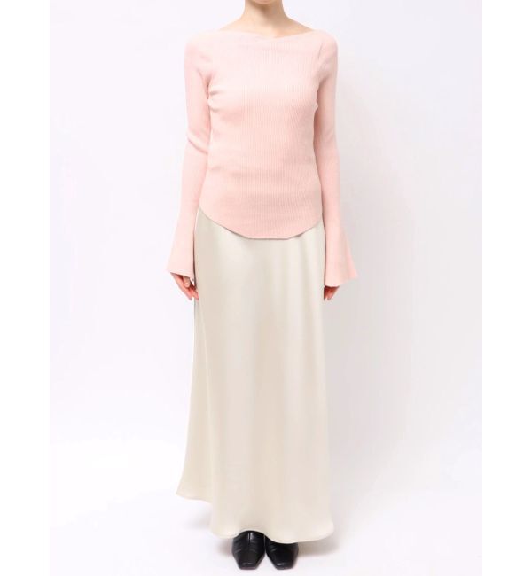 LAGUNAMOON「アシンメトリードレープフレアスリーブニット」|ニット・セーター|