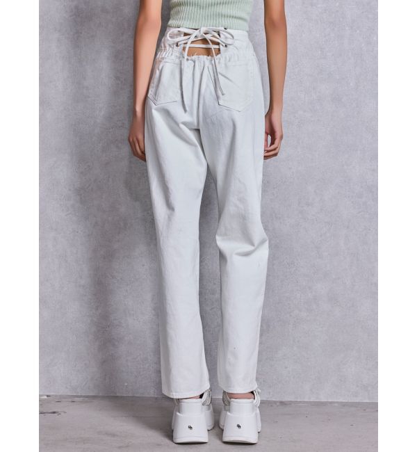 GYDA「ハイウエストBACK LACE UPストレートデニムパンツ」|デニム|