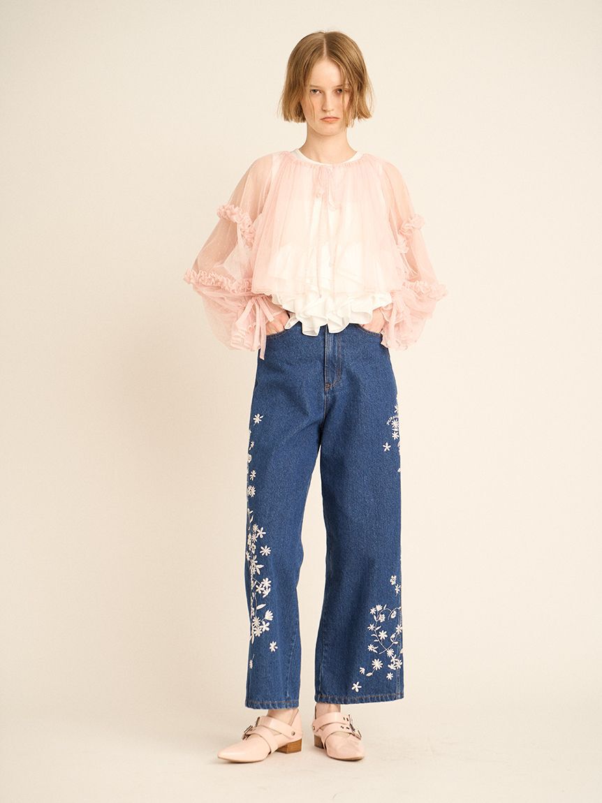 FURFUR「フラワー刺繍デニムパンツ」|デニム|