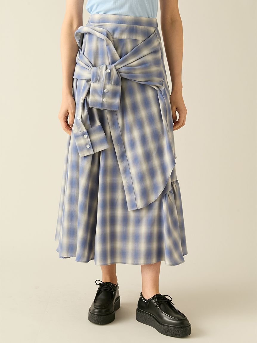 FURFUR「シャツドッキングチェックスカート」|スカート|