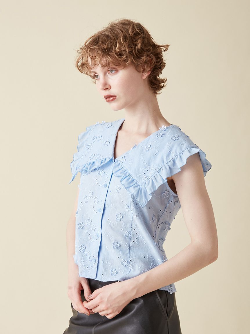 FURFUR「ビッグカラーノースリブラウス」|シャツ・ブラウス|