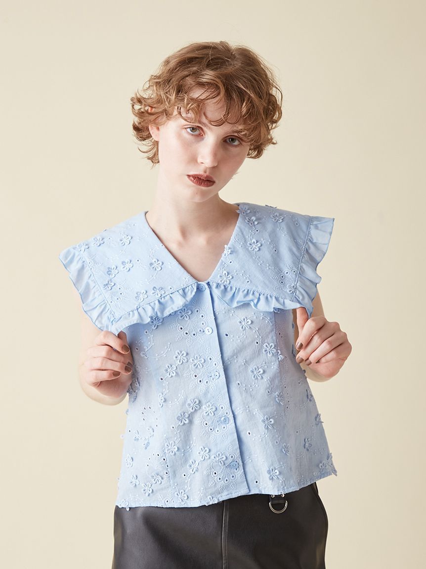 FURFUR「ビッグカラーノースリブラウス」|シャツ・ブラウス|