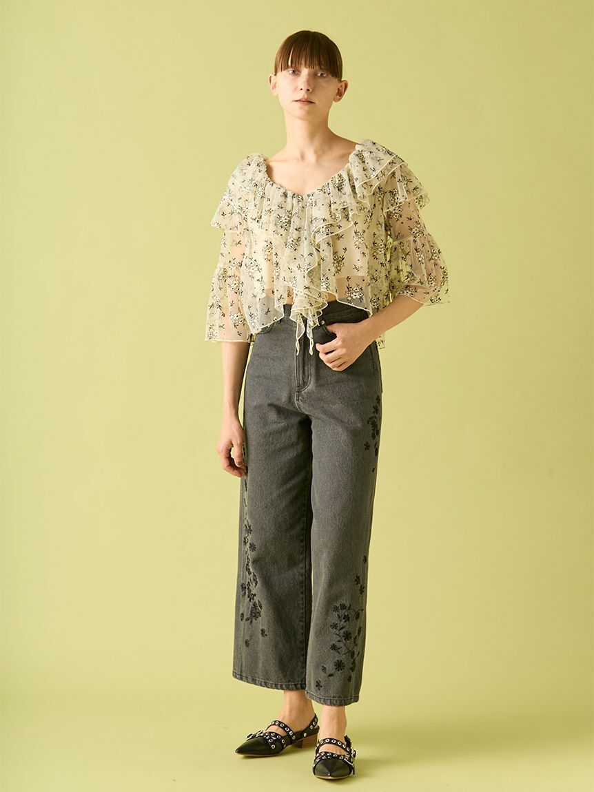 FURFUR「フラワーレースラッフルブラウス」|シャツ・ブラウス|