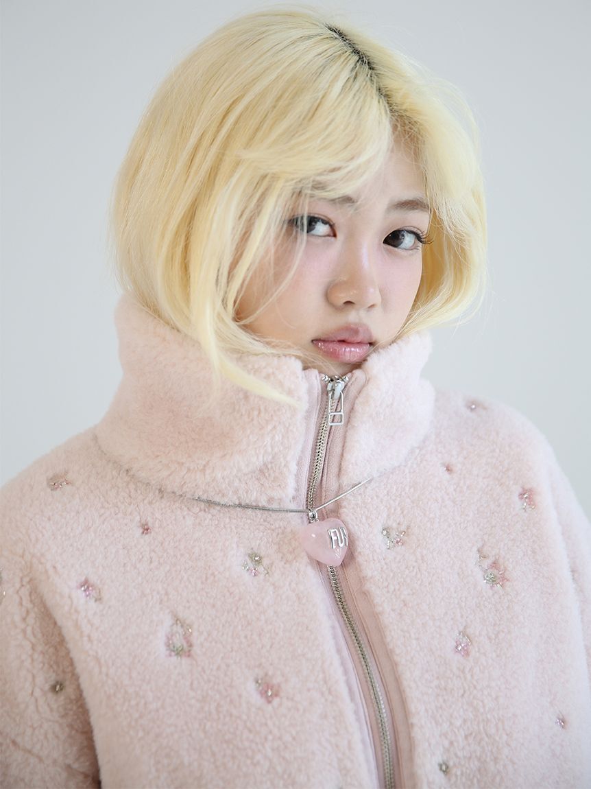FURFUR「フラワービーズ刺繍ボアブルゾン」|ブルゾン・スタジャン|