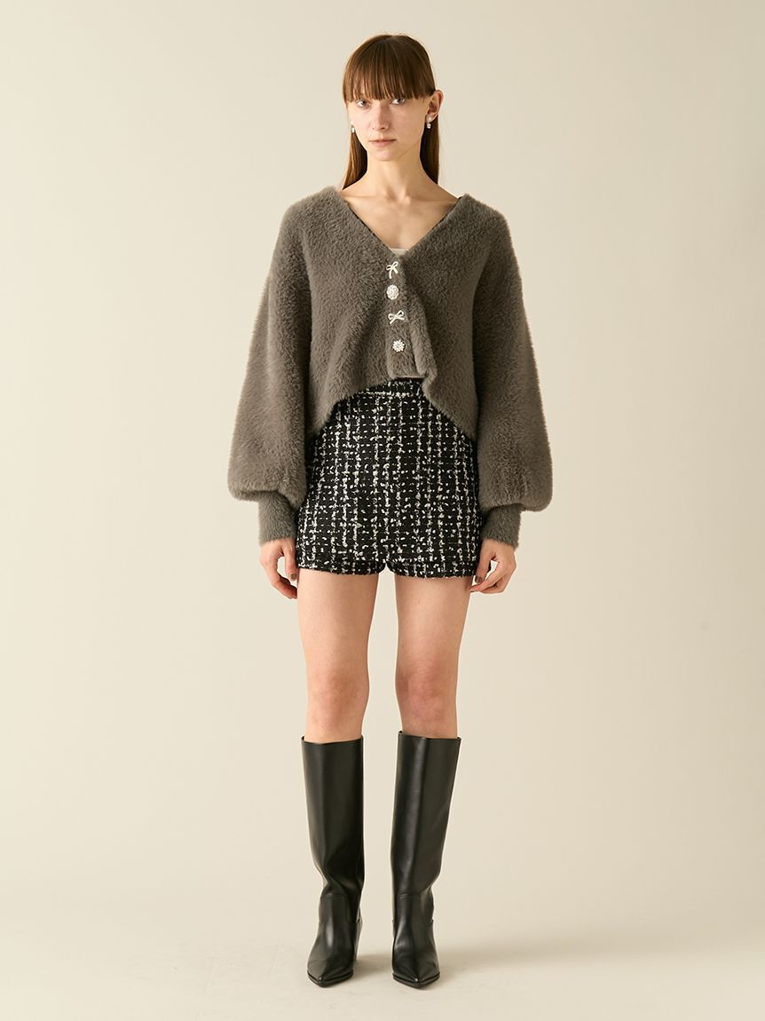 FURFUR「マルチビジューボタンフェザーカーディガン」|カーディガン|