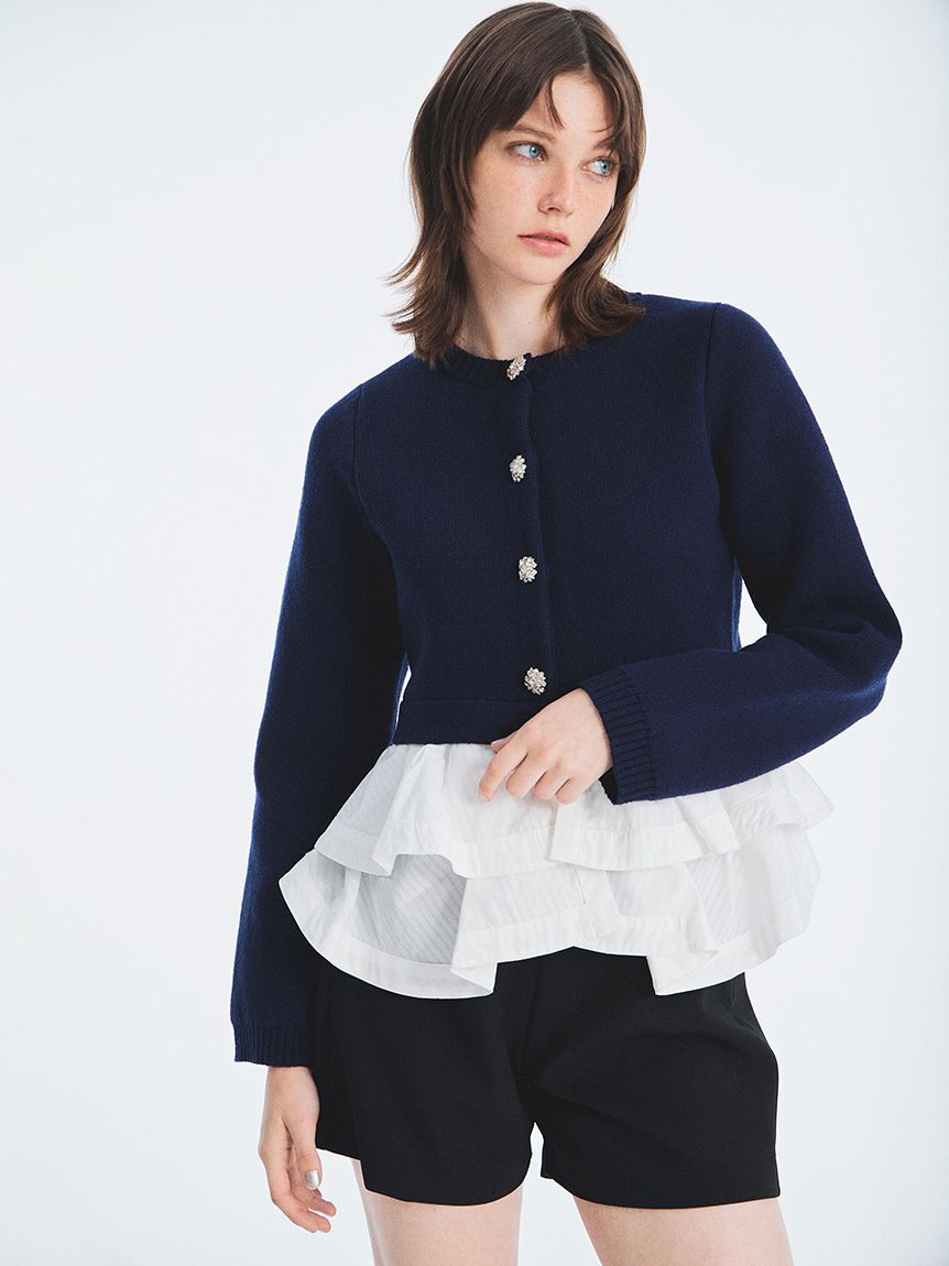 FURFUR「【WEB限定カラー】ペプラムレイヤードカーディガン」|カーディガン|NVY