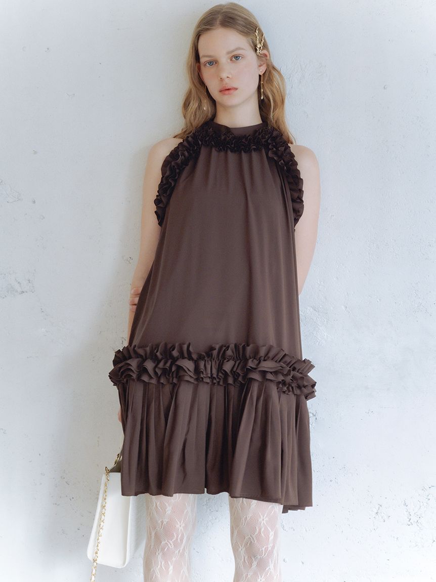 FURFUR「フリルホルターミニドレス」|ドレス|