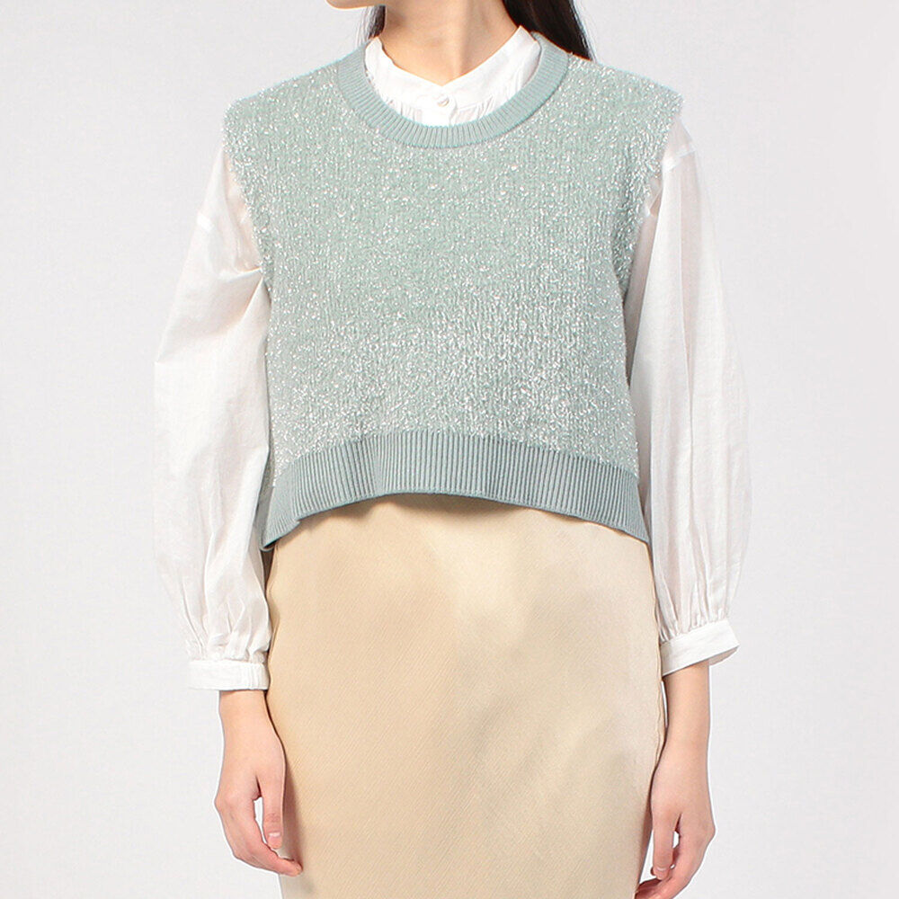 BACKYARD FAMILY「MIND マインド フェザー ベスト 通販 フェザーベスト フェザーニット 重ね着 レイヤード」|その他|グリーン1