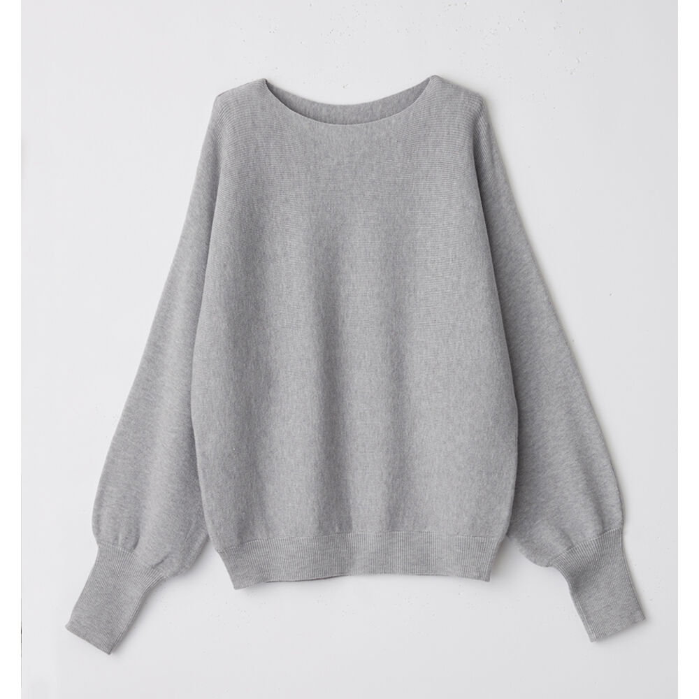 BACKYARD FAMILY「ニット レディース 長袖 通販 セーター トップス ボートネック ドルマンスリーブ きれいめ」|ニット・セーター|グレー1