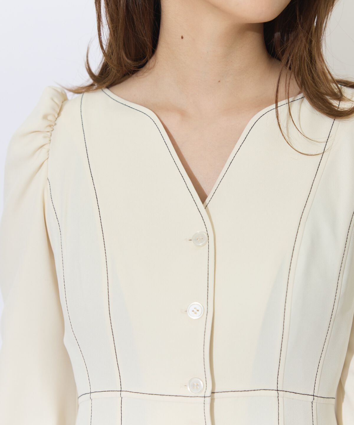 アンドクチュール「デコルテあき配色ステッチワンピース」|ワンピース|