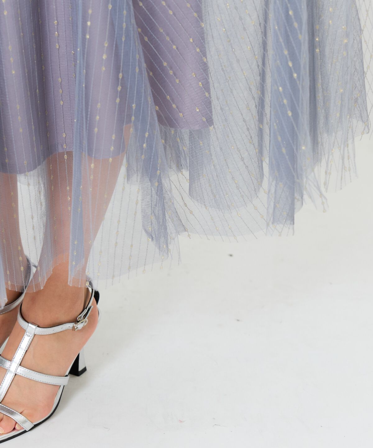 アンドクチュール「ラメストライプチュールフレアスカート」|フレア|