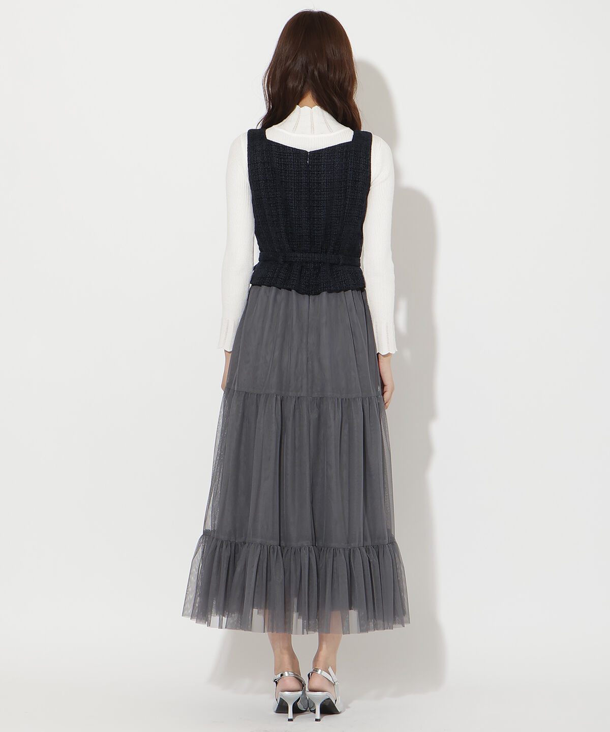 アンドクチュール「ツイード&times;チュールドッキングワンピース」|ワンピース|