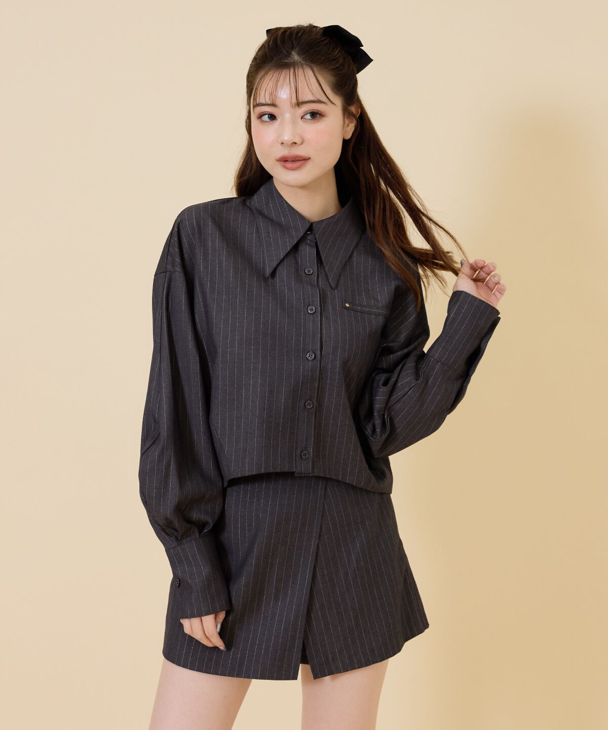 REDYAZEL「ゴールドラメストライプラップショートパンツ」|キュロット|