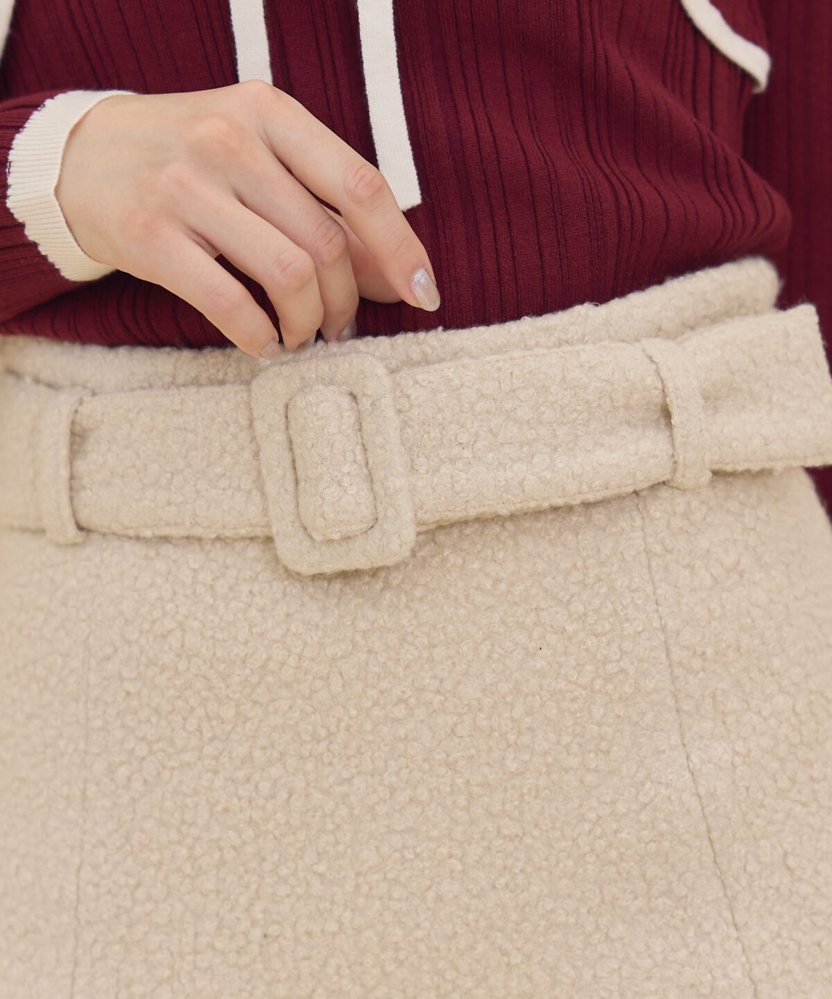 REDYAZEL「ベルティッドブークレミニスカート」|台形|