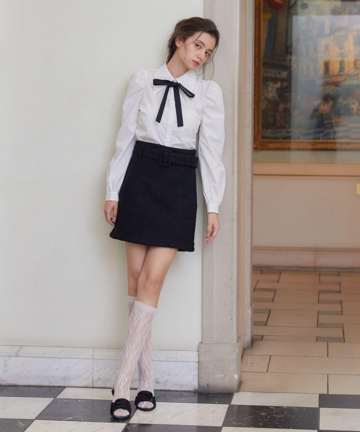 REDYAZEL「ベルティッドブークレミニスカート」|台形|