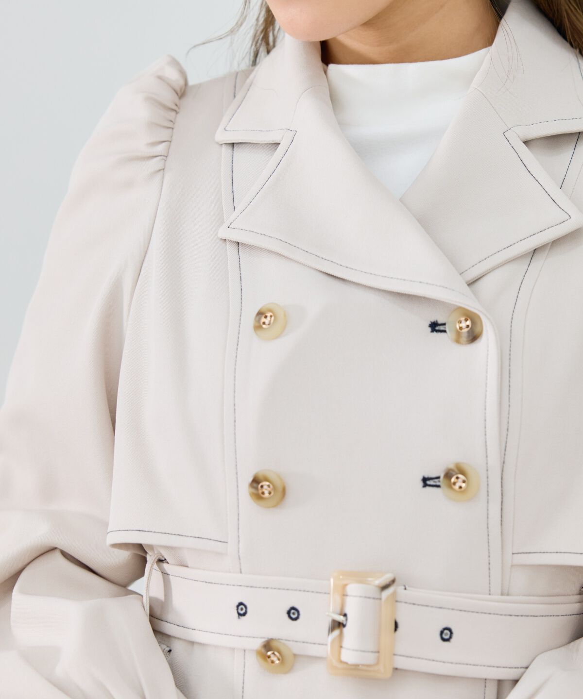 REDYAZEL「パフスリーブロングトレンチコート」|トレンチコート|