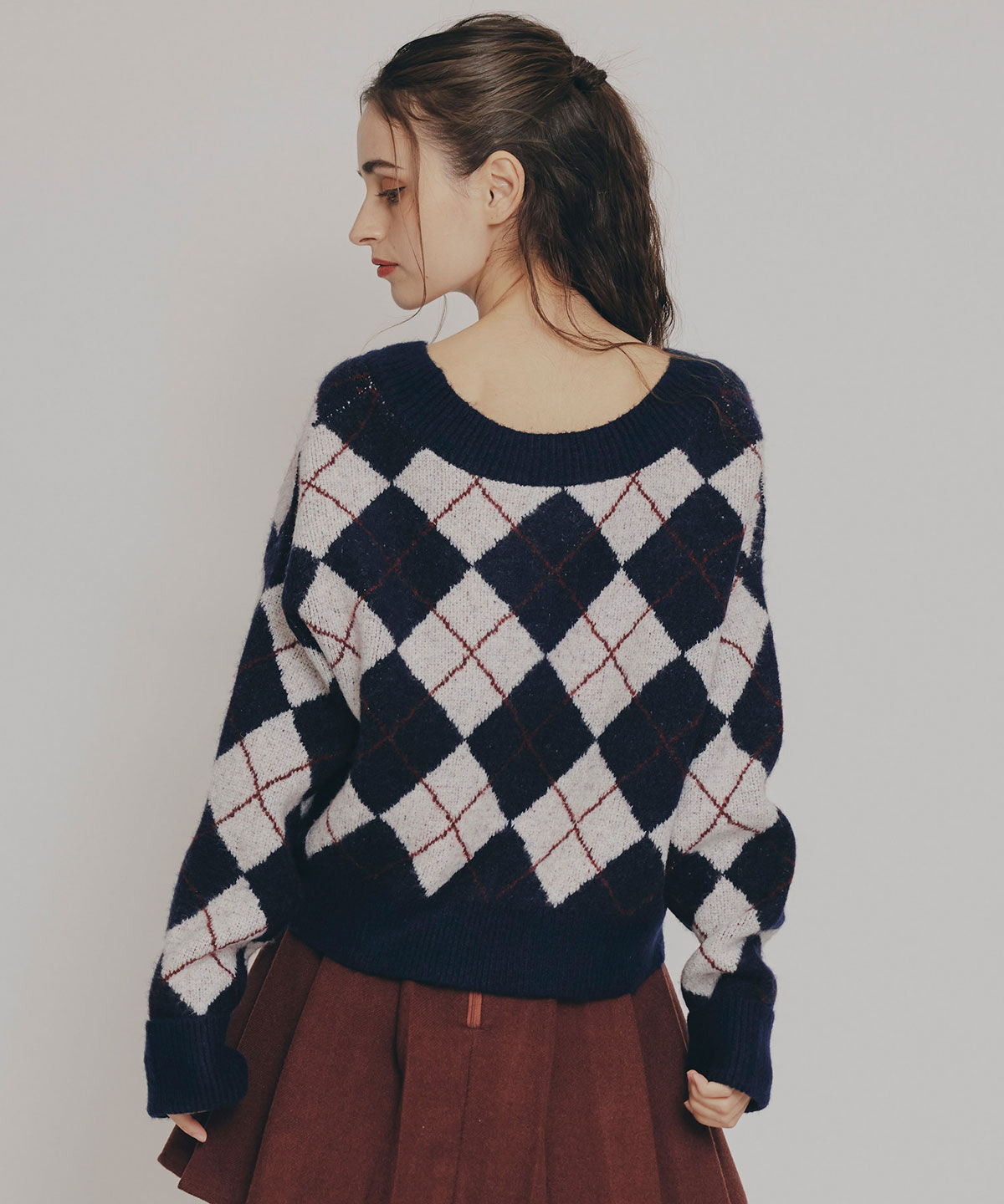 REDYAZEL「アーガイルVネックニットプルオーバー」|ニット・セーター|