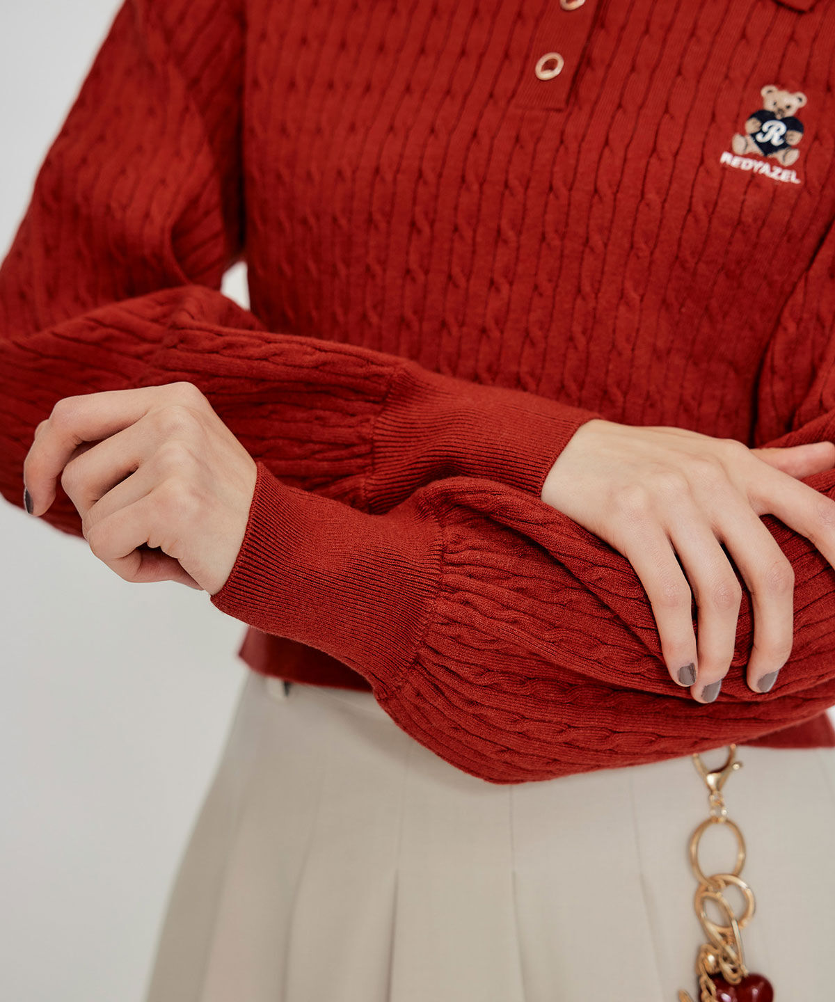 REDYAZEL「Azelyハートミニケーブルポロニット」|ニット・セーター|