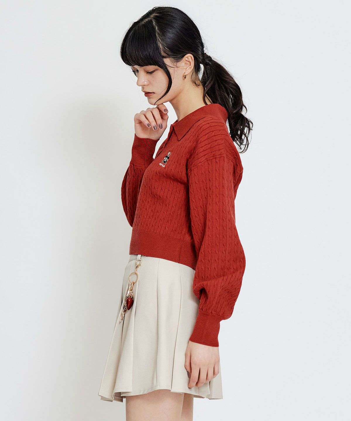 REDYAZEL「Azelyハートミニケーブルポロニット」|ニット・セーター|