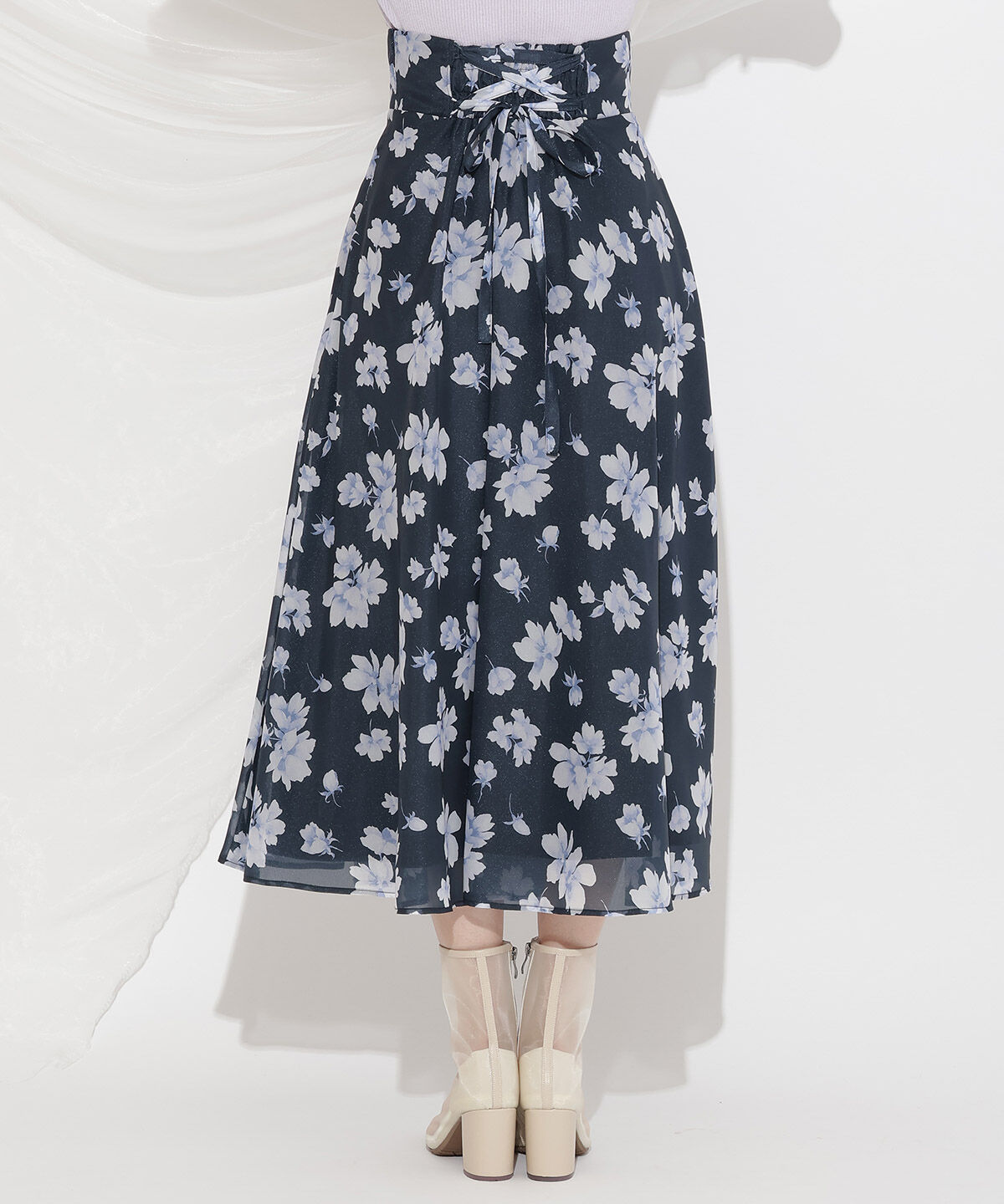 WILLSELECTION「ウォーターフラワープリントスカート」|フレア|