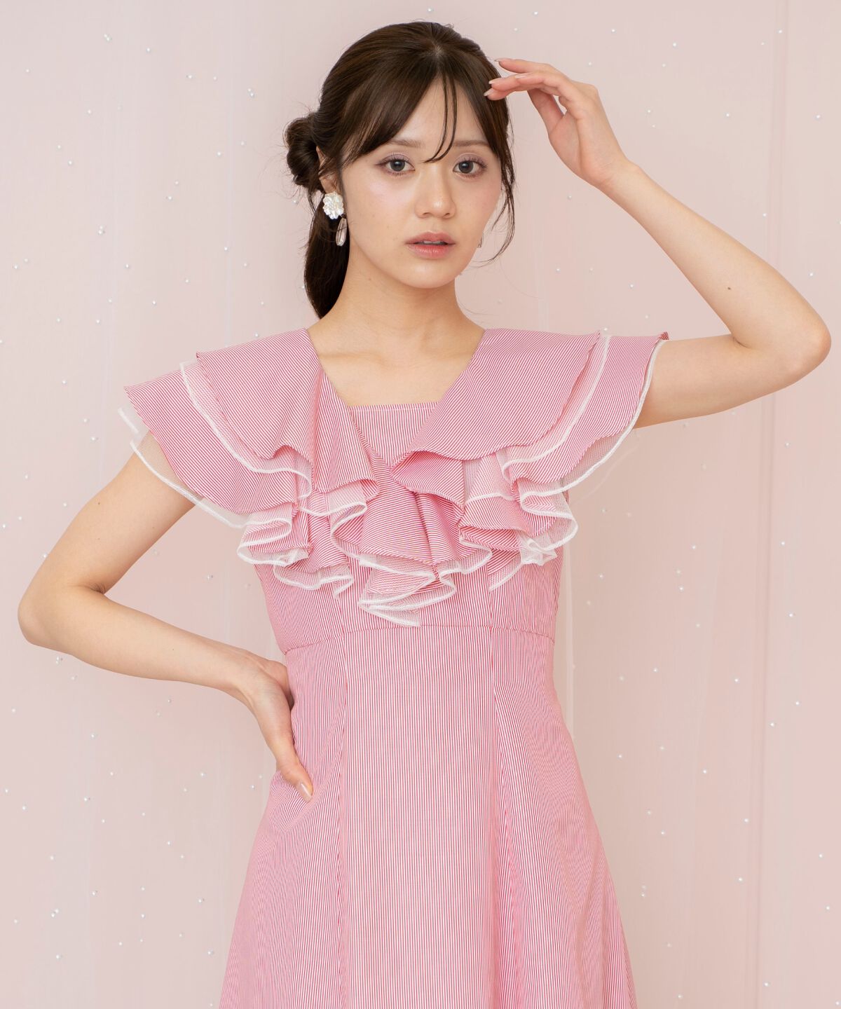 WILLSELECTION「チュールレイヤードフリルストライプワンピース」|ワンピース|