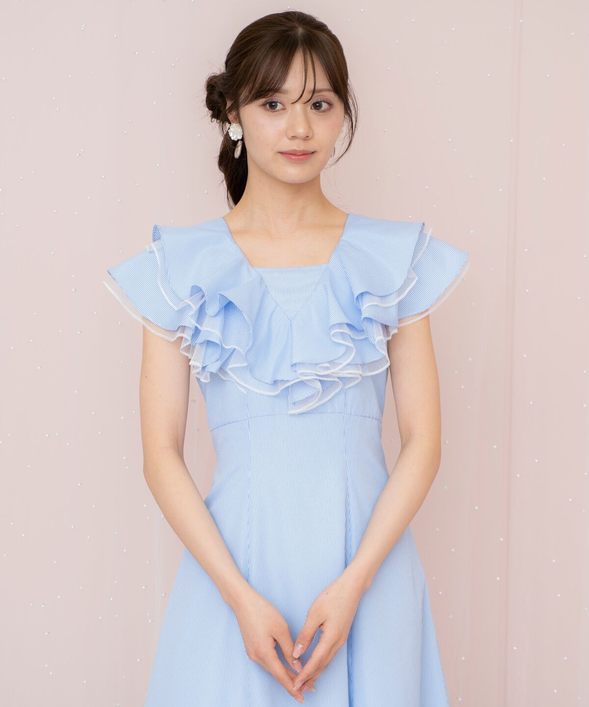 WILLSELECTION「チュールレイヤードフリルストライプワンピース」|ワンピース|