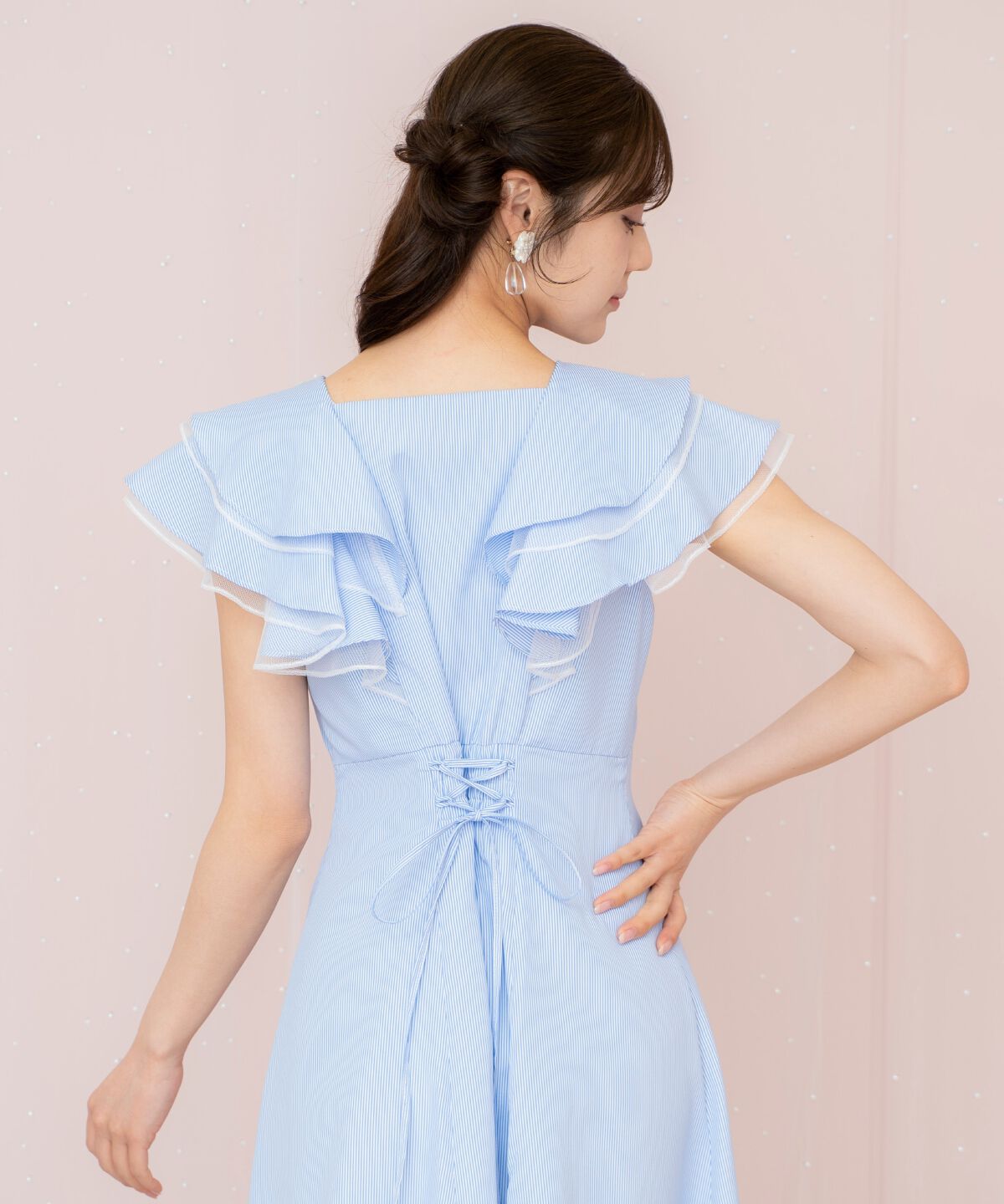 WILLSELECTION「チュールレイヤードフリルストライプワンピース」|ワンピース|