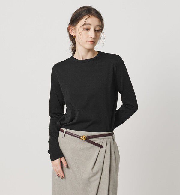 UNITED ARROWS「ラメ ロングスリーブ カットソー」|Tシャツ・カットソー|BLACK