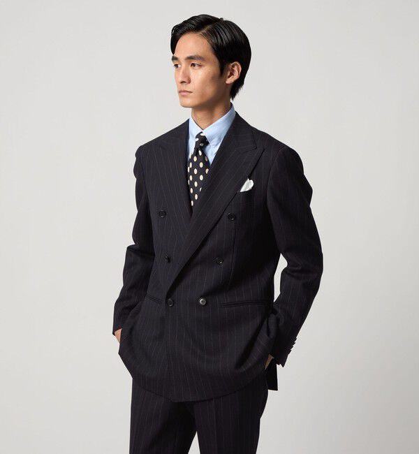 UNITED ARROWS「ワイドストライプ ダブル 6ボタン スーツ MC‐MODEL ヨコストレッチ」|スーツ|