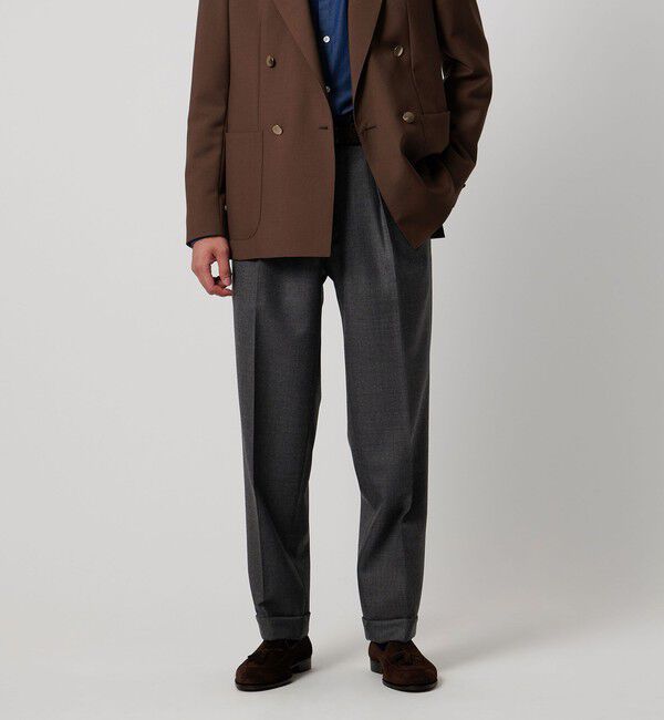 UNITED ARROWS「シャークスキン  2インプリーツ スラックス」|スラックス|DK.GRAY