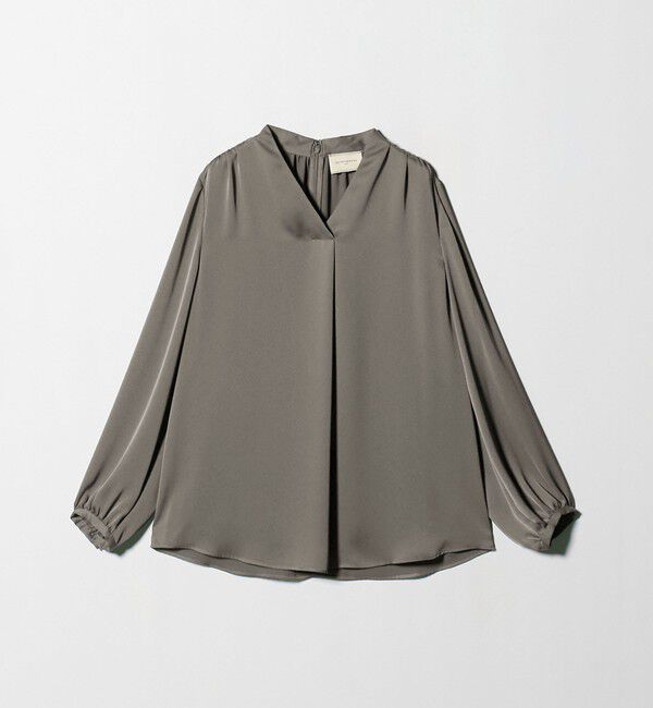 UNITED ARROWS「バック サテン Vネック ロングスリーブ ブラウス ‐ウォッシャブル‐」|シャツ・ブラウス|