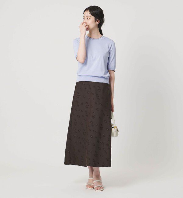 UNITED ARROWS「サテン フラワー ジャガード ロングスカート」|フレア|