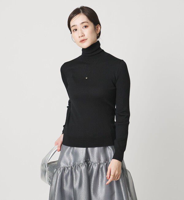 UNITED ARROWS「リブ タートルネック ニット」|ニット・セーター|BLACK