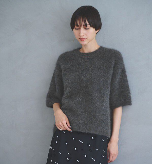 UNITED ARROWS「フォックスカシミヤ ハーフスリーブ Tニット」|ニット・セーター|