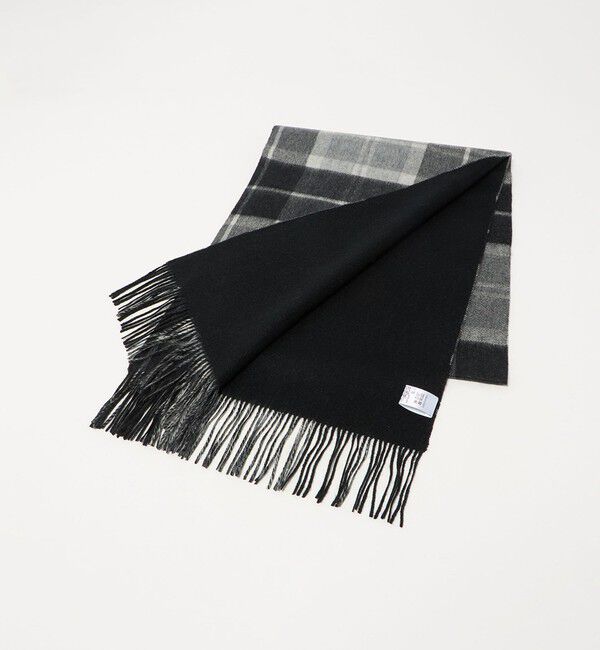 UNITED ARROWS「カシミヤ リバーシブル チェックマフラー」|マフラー|BLACK