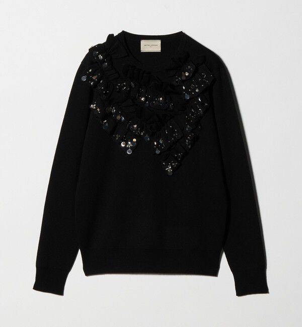 UNITED ARROWS「フリル ビジュー ニット」|ニット・セーター|