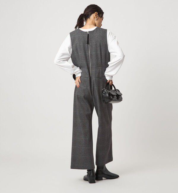 UNITED ARROWS green label relaxing「［size SHORT/TALLあり］ツイードライク キーネック オールインワン」|オールインワン|