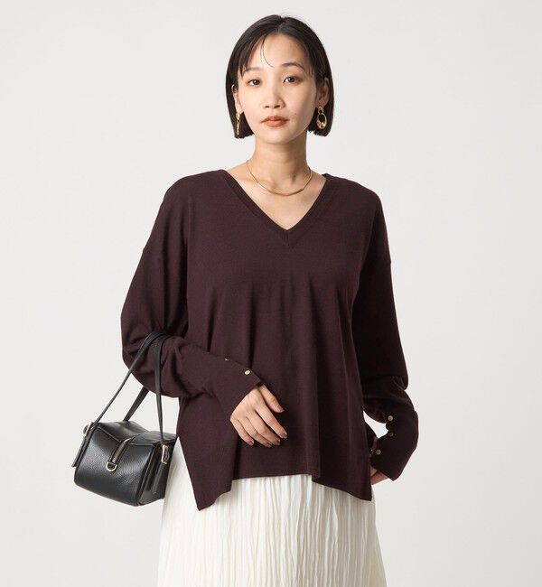 UNITED ARROWS green label relaxing「エブリニット Vネック ウォッシャブル」|ニット・セーター|DK.BROWN